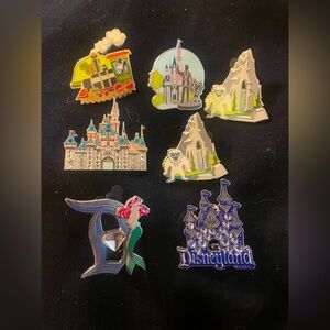 Set of 7 Disneyland Pins - Diamond Anniversary, Matterhorn, Ariel